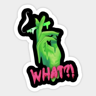 dripping neon green alien hand holding a cigarette Sticker